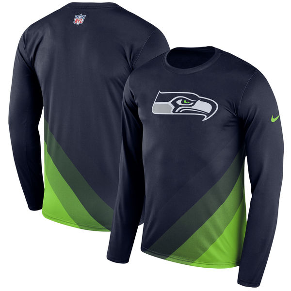 Men's Seattle Seahawks Nike Navy Sideline Legend Prism Performance Long Sleeve T-Shirt