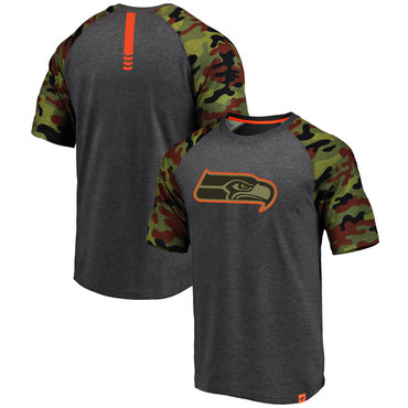 Seattle Seahawks Heathered Gray Camo NFL Pro Line By Fanatics Branded T-Shirt