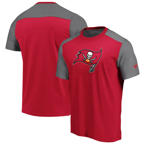 Tampa Bay Buccaneers NFL Pro Line By Fanatics Branded Iconic Color Block T-Shirt RedHeathered Gray