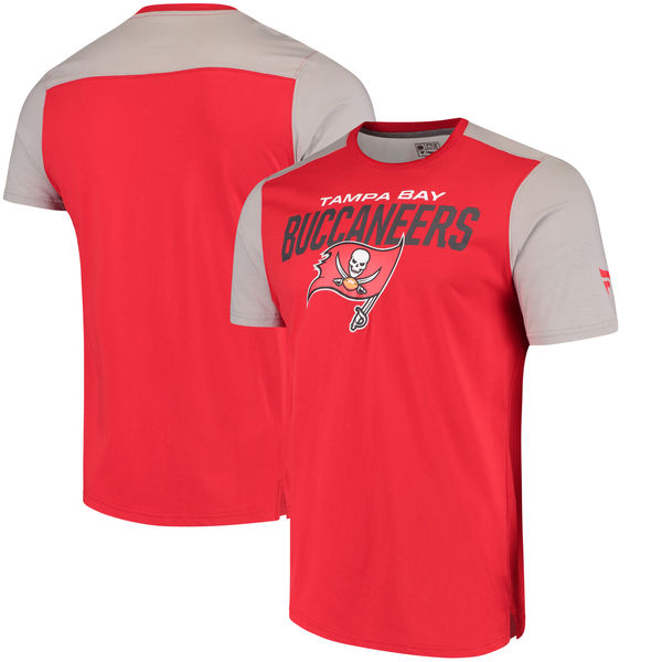 Tampa Bay Buccaneers NFL Pro Line By Fanatics Branded Iconic Color Blocked T-Shirt Red Gray