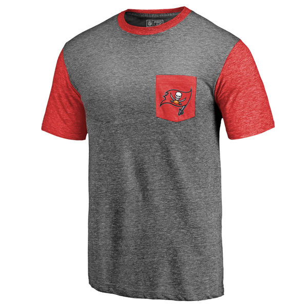 Tampa Bay Buccaneers Pro Line By Fanatics Branded Heathered Gray Red Refresh Pocket T-Shirt