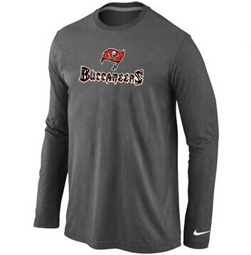 NEW Tampa Bay Buccaneers Authentic Logo Long Sleeve NFL T-Shirt Light Grey