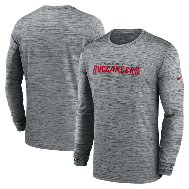 Men's Tampa Bay Buccaneers Heather Gray Sideline Team Velocity Performance Long Sleeve T-Shirt