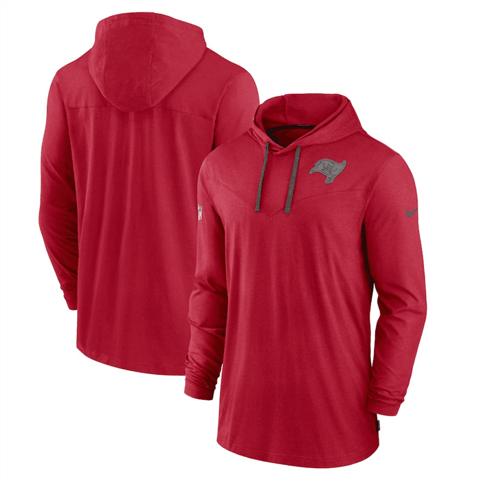 Men's Tampa Bay Buccaneers Red Sideline Pop Performance Pullover Long Sleeve Hoodie T-Shirt