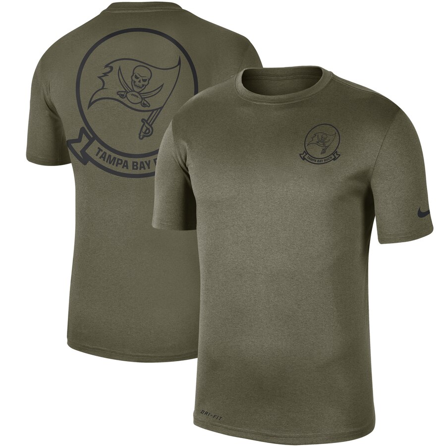 Men's Tampa Bay Buccaneers Nike Olive 2019 Salute To Service Sideline Seal Legend Performance T-Shirt