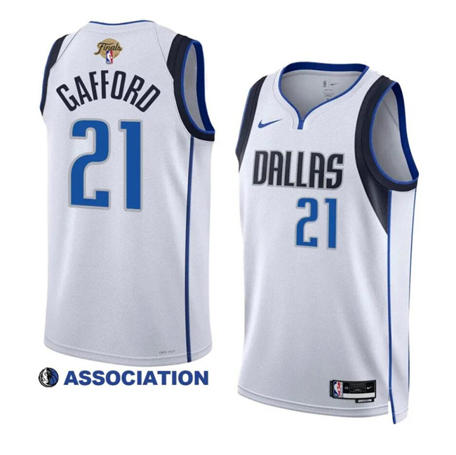 Men's Dallas Mavericks #21 Daniel Gafford White 2024 Finals Association Edition Stitched Basketball Jersey