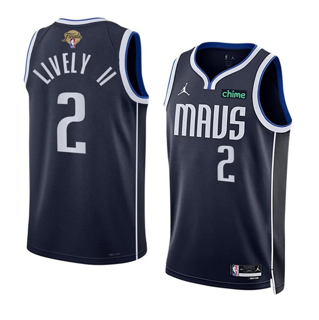 Men's Dallas Mavericks #2 Dereck Lively II Navy 2024 Finals Statement Edition Stitched Basketball Jersey