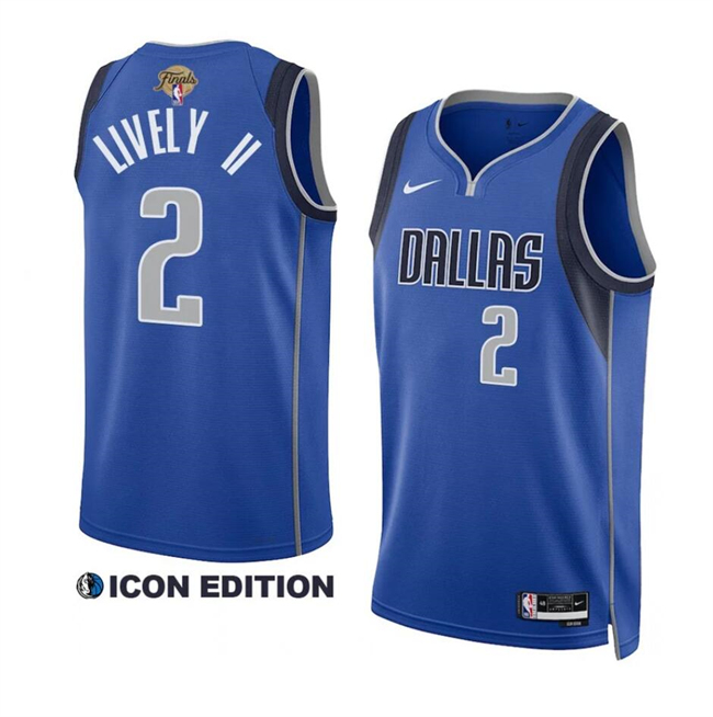 Men's Dallas Mavericks #2 Dereck Lively II Blue 2024 Finals Icon Edition Stitched Basketball Jersey