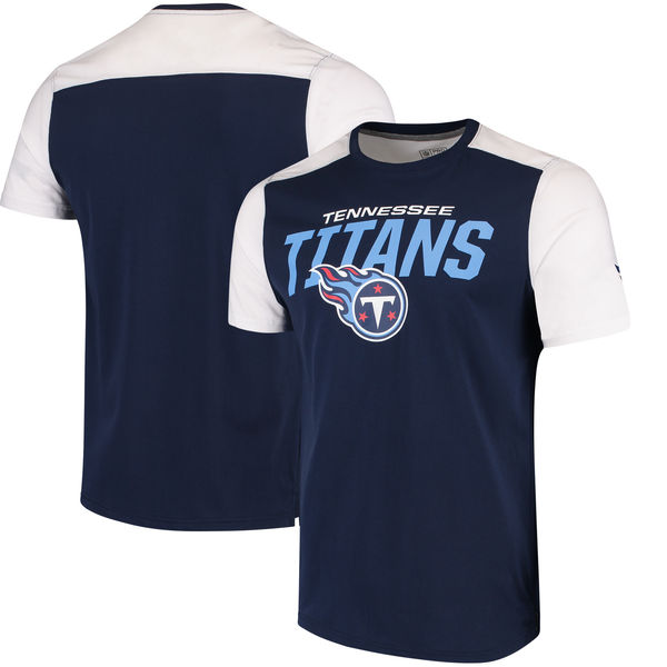 Tennessee Titans NFL Pro Line By Fanatics Branded Iconic Color Blocked T-Shirt Navy White