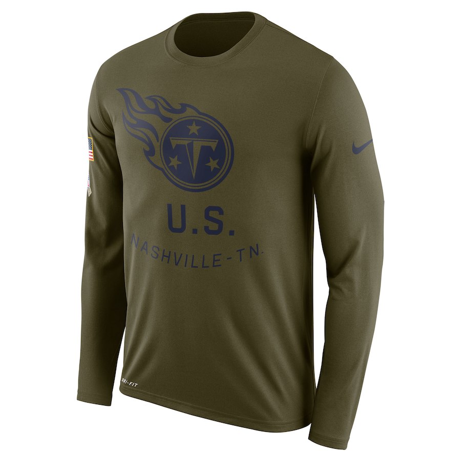 Tennessee Titans Nike Salute To Service Sideline Legend Performance Long Sleeve T-Shirt Olive