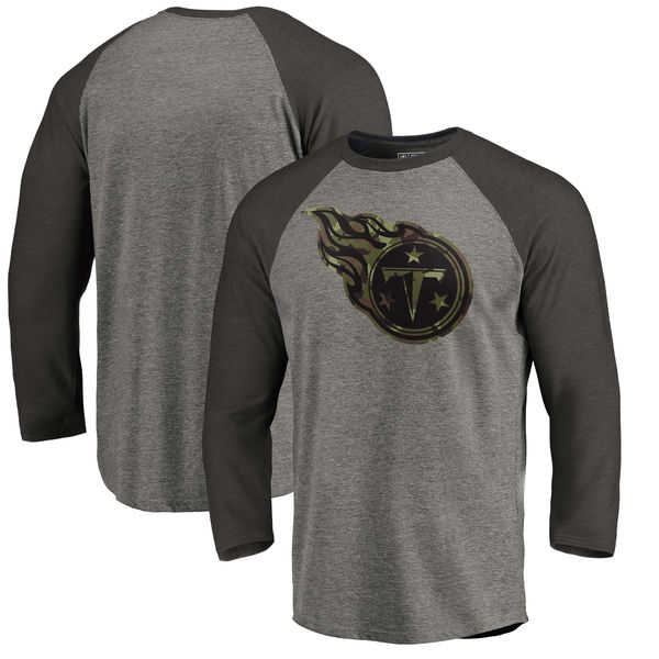 Tennessee Titans NFL Pro Line By Fanatics Branded Black Gray Tri Blend 34-Sleeve T-Shirt