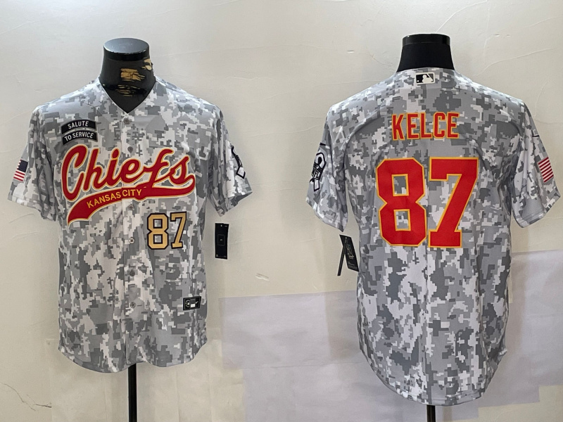 Men's Kansas City Chiefs #87 Travis Kelce 2024 Arctic Camo Salute To Service Stitched Baseball Jersey 1