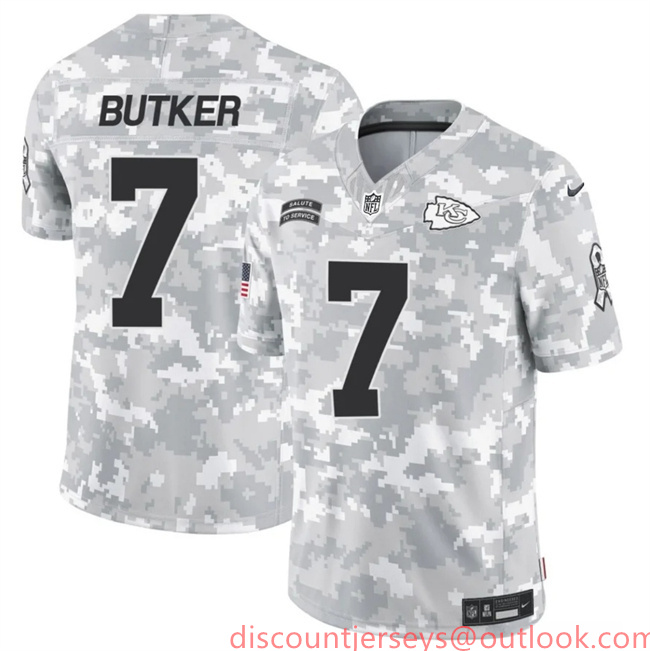 Men's Kansas City Chiefs #7 Harrison Butker 2024 F.U.S.E Arctic Camo Salute To Service Limited Stitched Football Jersey