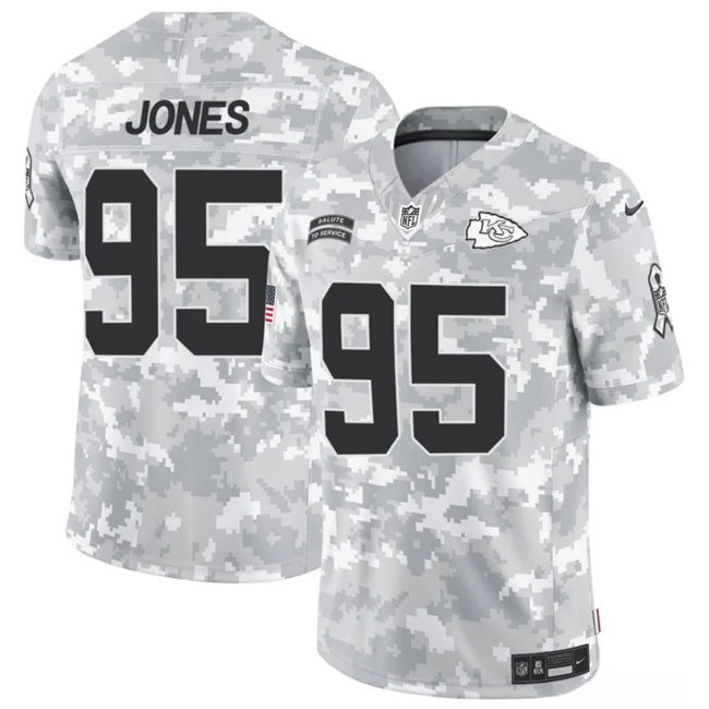 Men's Kansas City Chiefs #95 Chris Jones 2024 F.U.S.E Arctic Camo Salute To Service Limited Stitched Football Jersey