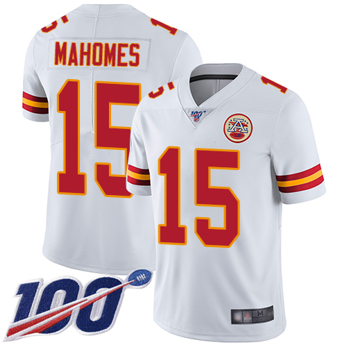 Nike Chiefs #15 Patrick Mahomes White Men's Stitched Football 100th Season Vapor Limited Jersey