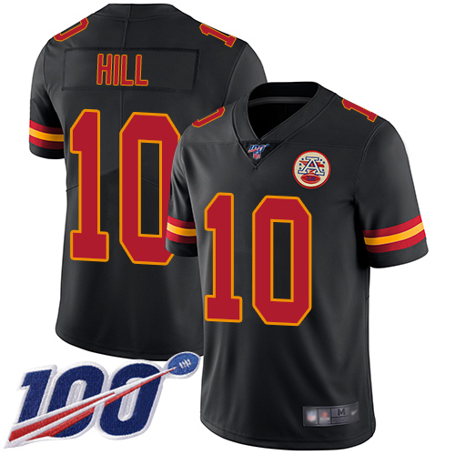 Nike Chiefs #10 Tyreek Hill Black Men's Stitched Football Limited Rush 100th Season Jersey