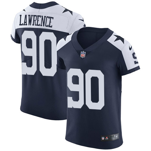 Nike Cowboys #90 Demarcus Lawrence Navy Blue Thanksgiving Men's Stitched NFL Vapor Untouchable Throwback Elite Jersey