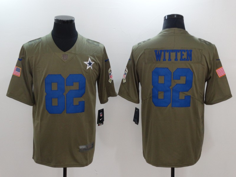 Nike Cowboys 82 Jason Witten Olive Salute To Service Limited Jersey