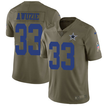 Nike Cowboys #33 Chidobe Awuzie Olive Men's Stitched NFL Limited 2017 Salute To Service Jersey