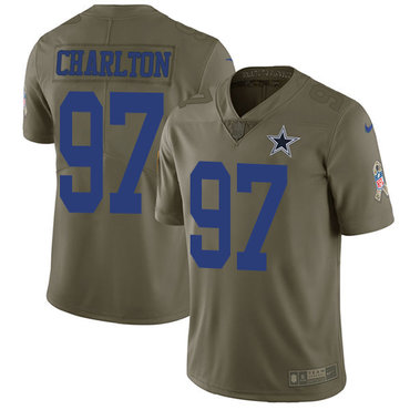 Nike Cowboys #97 Taco Charlton Olive Men's Stitched NFL Limited 2017 Salute To Service Jersey