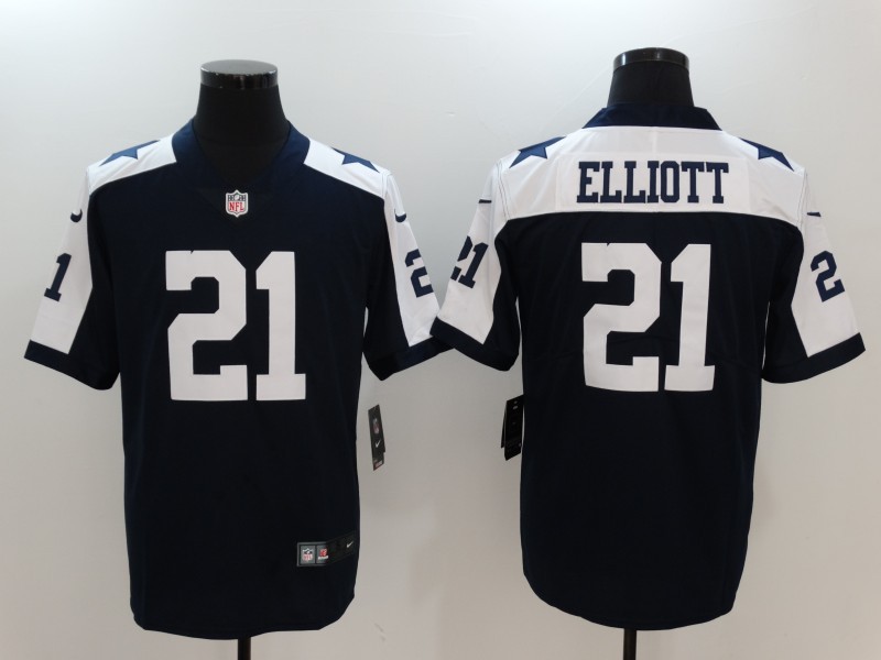 Nike Cowboys 21 Ezekiel Elliott Navy Throwback Vapor Untouchable Player Limited Jersey