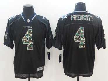 Nike Cowboys 4 Dak Prescott Black Lights Out Camo Number Elite Jersey