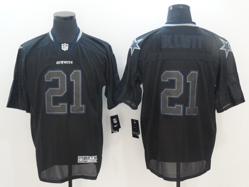 Nike Cowboys 21 Ezekiel Elliott Black Lights Out Elite Jersey