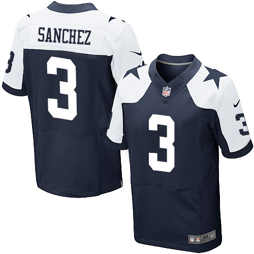 Men's Elite Mark Sanchez Navy Blue Jersey Alternate #3 NFL Dallas Cowboys Throwback