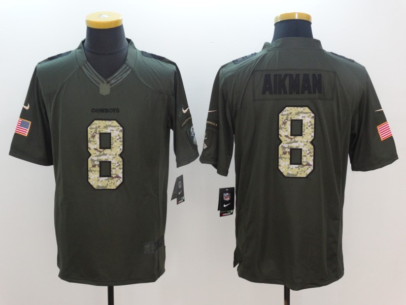 Nike Cowboys #8 Troy Aikman Green Men's Stitched NFL Limited Salute To Service Jersey