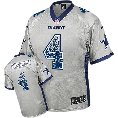 Nike Cowboys #4 Dak Prescott Grey Men's Stitched NFL Elite Drift Fashion Jersey