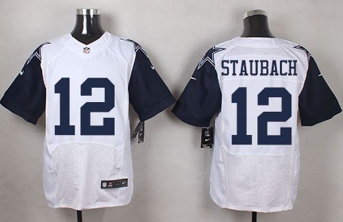 Nike Cowboys #12 Roger Staubach White Men's Stitched NFL Elite Rush jerseys