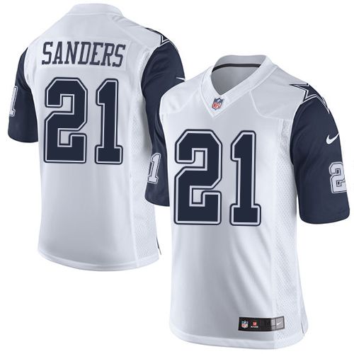 Nike Cowboys #21 Deion Sanders White Men's Stitched NFL Limited rush jerseys