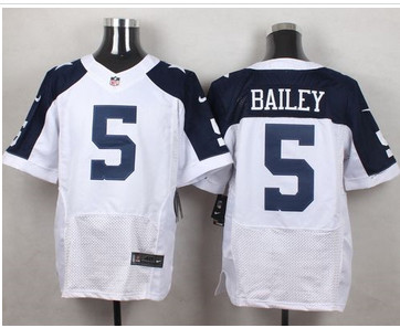 Nike Dallas Cowboys #5 Dan Bailey White Thanksgiving Throwback Men's Stitched NFL Elite Jersey