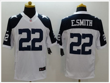 Nike Dallas Cowboys #22 Emmitt Smith White Thanksgiving Throwback Men's Stitched NFL Limited Jersey