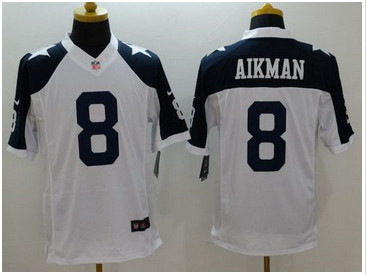 Nike Dallas Cowboys #8 Troy Aikman White Thanksgiving Throwback Men's Stitched NFL Limited Jersey