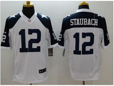 Nike Dallas Cowboys #12 Roger Staubach White Thanksgiving Throwback Men's Stitched NFL Limited Jersey