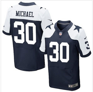 Nike Dallas Cowboys #30 Christine Michael Navy Blue Thanksgiving Throwback Men's Stitched NFL Elite Jersey