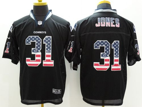 New Dallas Cowboys #31 Byron Jones Black Men's Stitched NFL Elite USA Flag Fashion Jersey