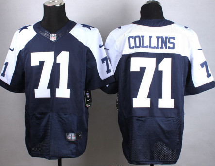 Nike Dallas Cowboys #71 Jed Collins Navy Blue Thanksgiving Throwback Men's Stitched NFL Elite Jersey