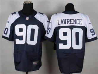 Nike Dallas Cowboys #90 Demarcus Lawrence Navy Blue Thanksgiving Throwback NFL Elite Jersey