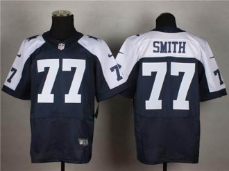 Nike Dallas Cowboys #77 Tyron Smith Navy Blue Thanksgiving Throwback NFL Elite Jersey