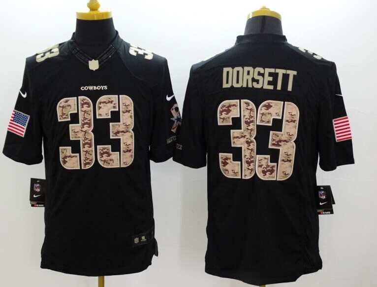 Nike Dallas Cowboys #33 Dorsett Black Salute TO Service Jersey