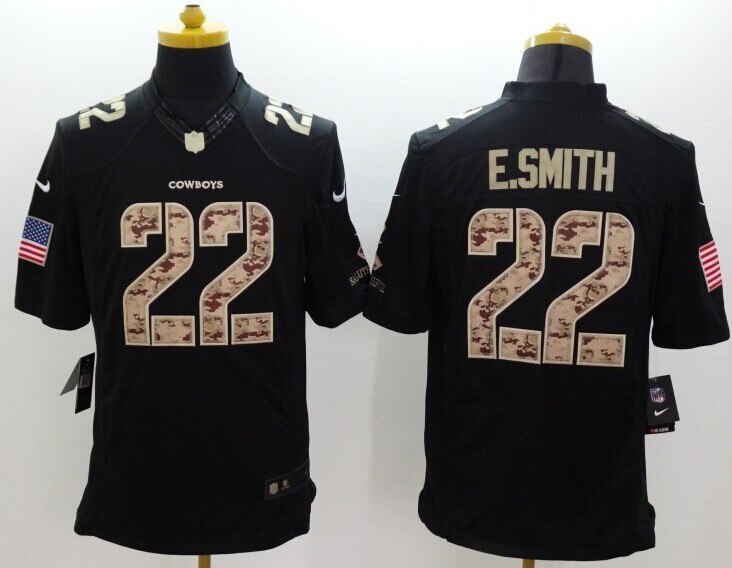 Nike Dallas Cowboys #22 E.Smith Black Salute TO Service Jersey