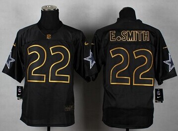 NEW Dallas Cowboys #22 Emmitt Smith Black Gold No. Fashion NFL Elite Jersey