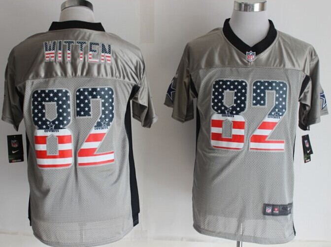 2014 New Nike Dallas cowboys 82 Witten USA Flag Fashion Grey Shadow Elite Jerseys