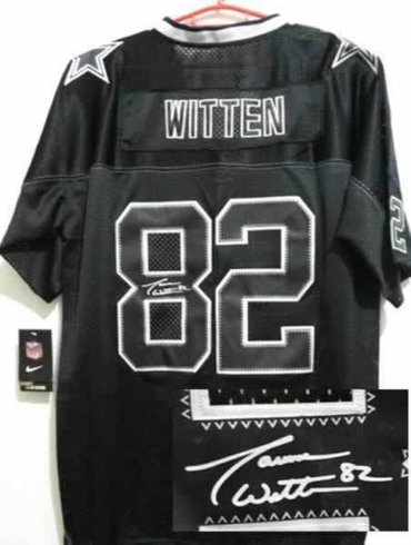 NEW Signed Elite Dallas Cowboys 82 Jason Witten Lights out Black