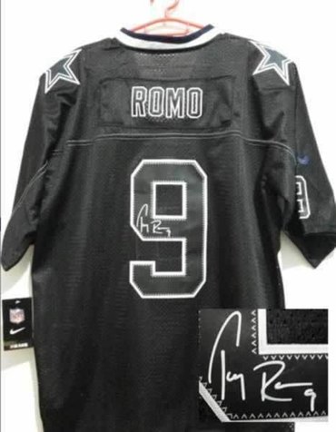 NEW Signed Elite Dallas Cowboys 9 Tony Romo Lights out Black