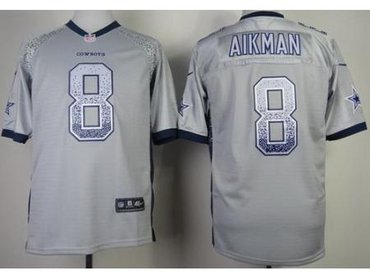 NEW Dallas Cowboys 8 Troy Aikman Grey Drift Fashion Elite NFL Jerseys