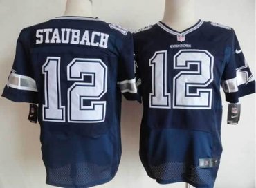 NEW NFL Dallas Cowboys 12 Roger Staubach Blue Jerseys(Elite)