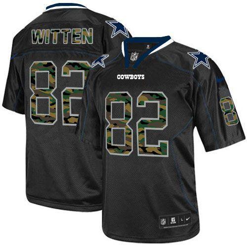 NEW Dallas Cowboys 82 Jason Witten Lights Out Black Elite Jerseys(Camo Number)